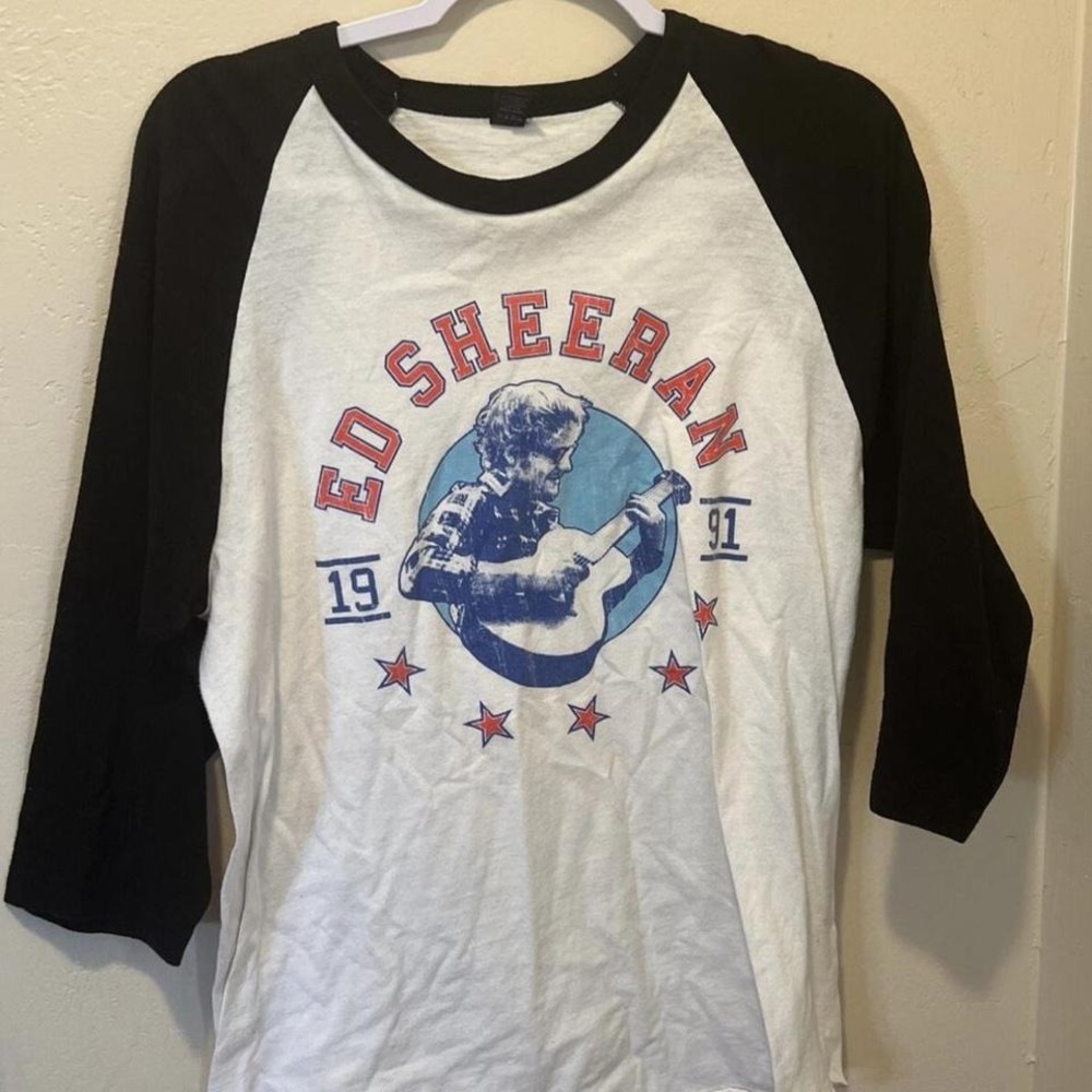 Ed Sheeran 1991 Concert 3/4 sleeve Baseball Tee Shirt Size M